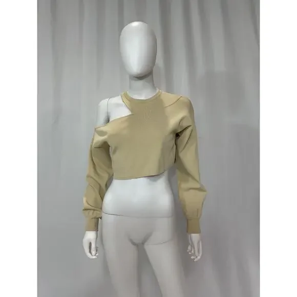 Michael Costello x Revolve 'Asym' Tan Cut Out Dolman Sleeve Sweater Size S - Picture 2 of 5